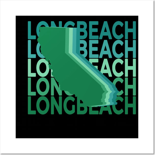 Long Beach California Green Repeat Wall Art by easytees